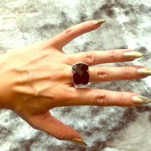 TOUS Bear silver with onyx ring